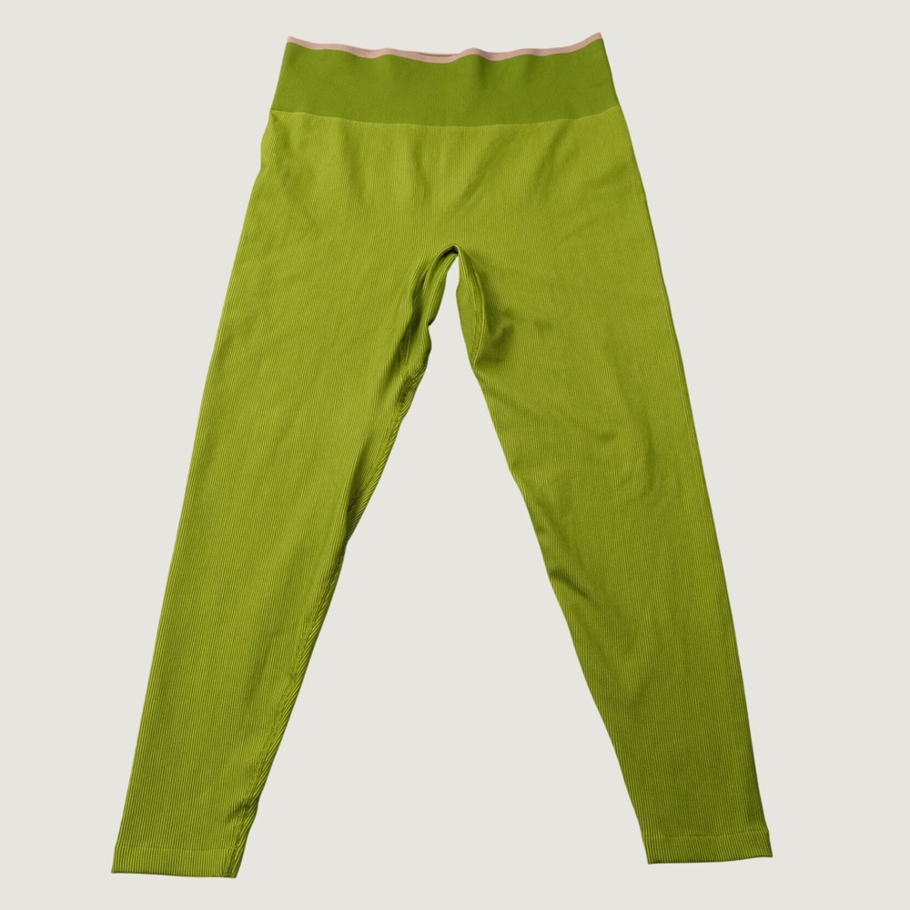 Outdoor Voices Leggings Seamless Ribbed XL Green High Waisted Activewear